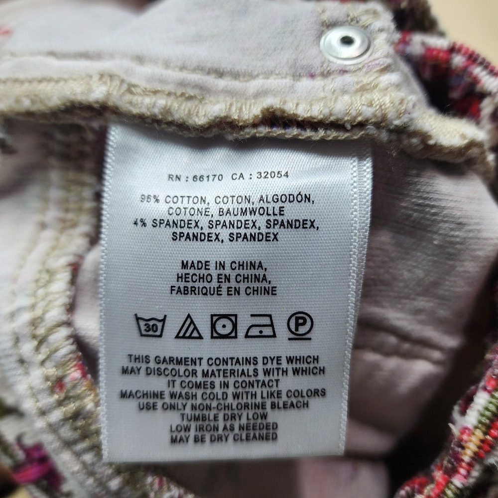 Pilcro and the Letterpress High Rise Bootcut Corduroy Floral Pants Cream Size 29 - Picture 7 of 10